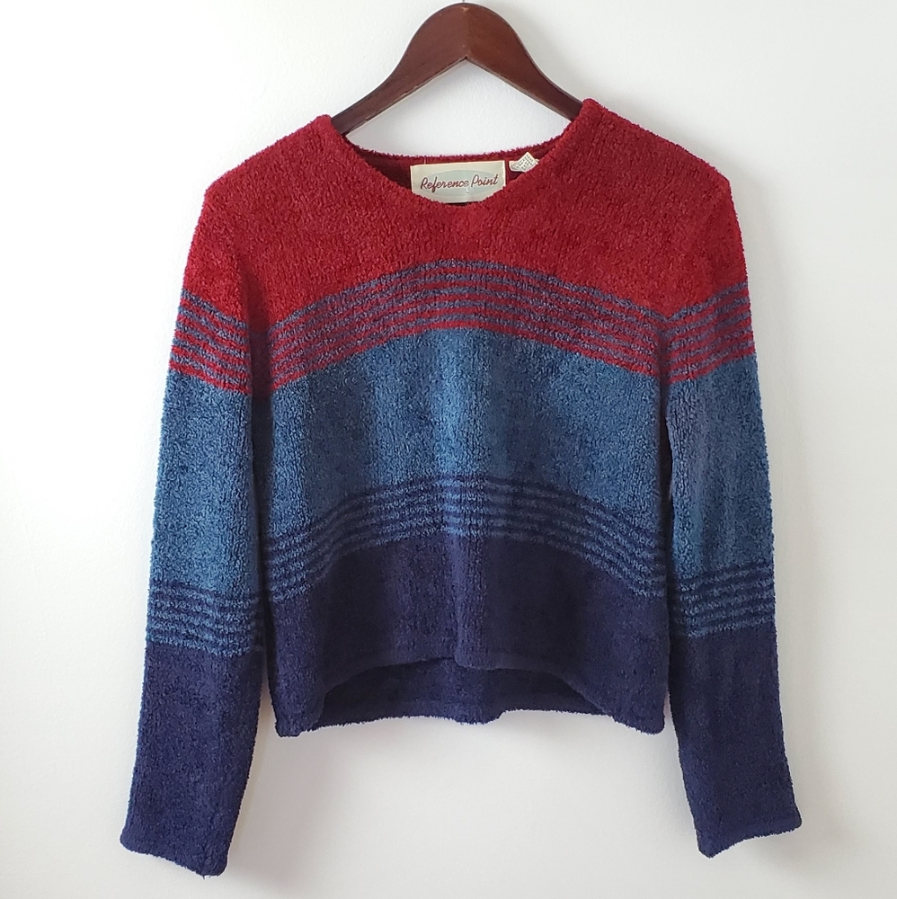 Vintage Reference Point  Chenille Striped Sweater